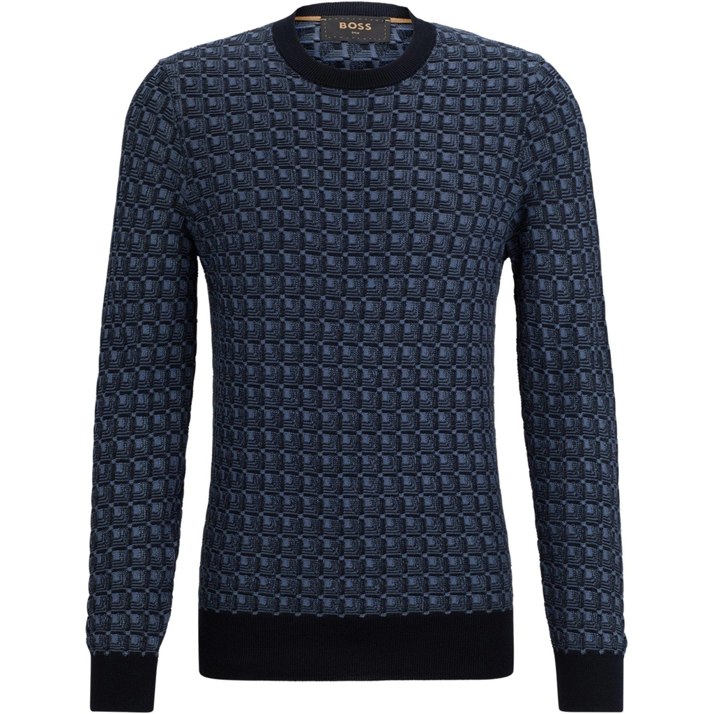 Hugo Boss Geometric Sweater - Dark Blue 404